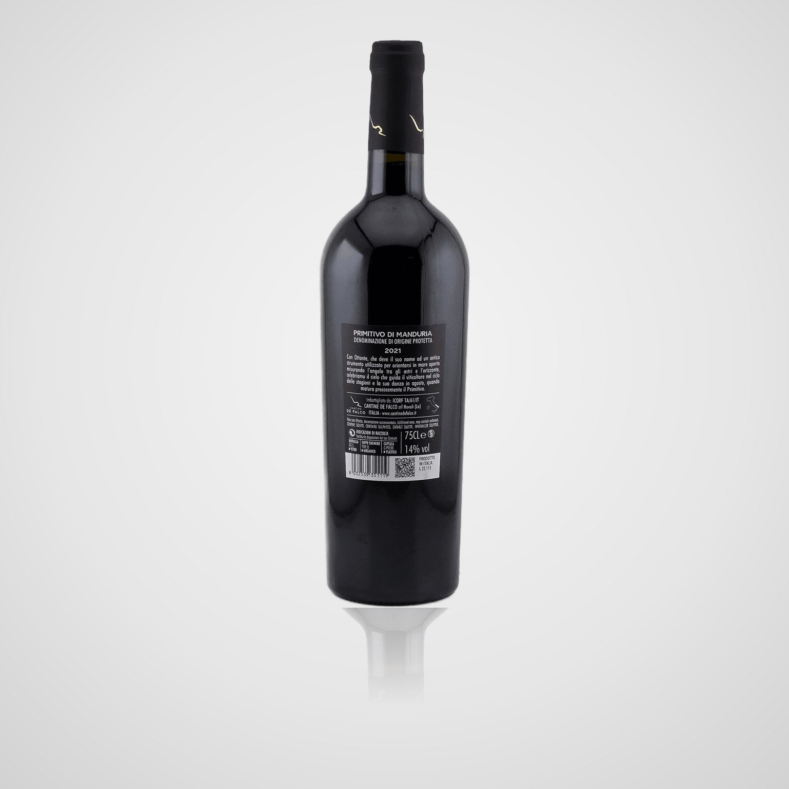 Ottante Primitivo - Cantine der Falco – Rückseite