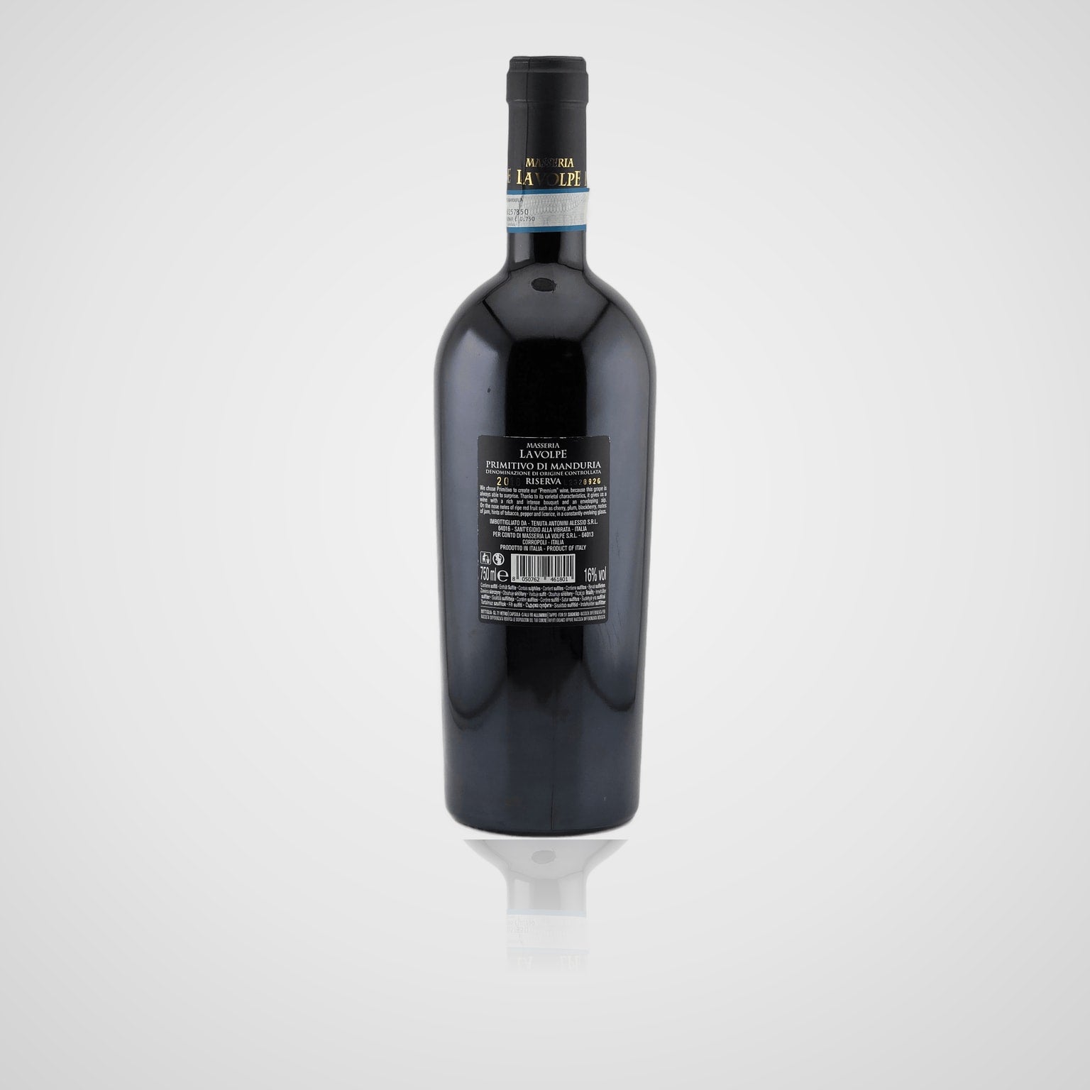 UNO Primitivo di Manduria DOC Riserva - Masseria la Volpe – Rückseite