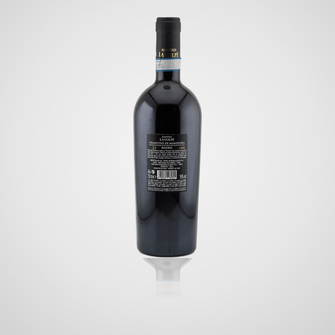 UNO Primitivo di Manduria DOC Riserva - Masseria la Volpe – Rückseite