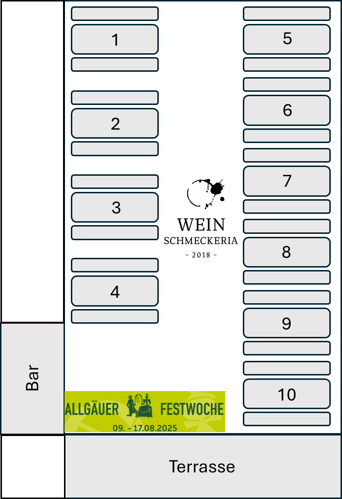 Reservierung Tischauswahl - Donnerstag, 14.08.