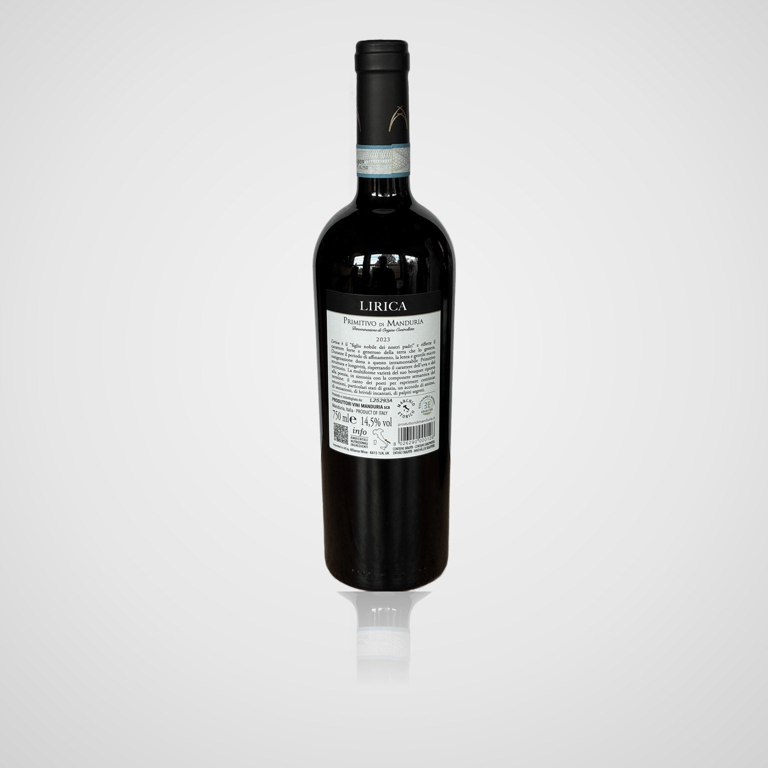 Lirica Primitivo - Produttori di Manduria – Rückseite
